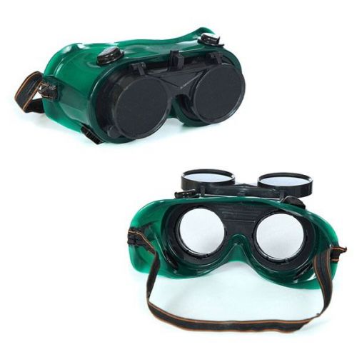 Flip up welding safety goggles protect solder welder glasses green/black new cl# for sale