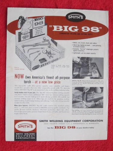 VINTAGE 1950&#039;s SMITH WELDING EQUIPMENT BIG 98 WELDING &amp; CUTTING OUTFIT BROCHURE