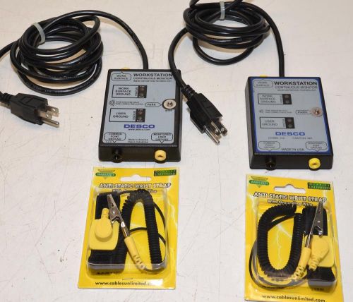 (2) Desco 19210 Workstation Monitors with NEW Anto Static Wristbands