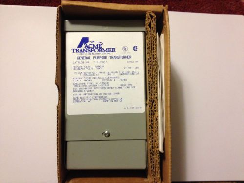 Acme 0.25 kva transformer t-1-81057 120x240 primary volts,16x32 secondary for sale