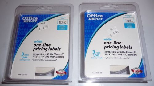 NEW Office Depot 3 Rolls White One-line Pricing Label (525-155)
