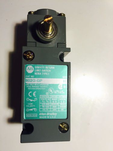 Allen Bradley Plug-In Limit Switch Cat #802G-GP 1-N/O 1-N/C Gravity Return  New