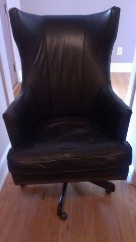Seven Seas Black Medium-sized Leather Office Chair - seat size 22&#034; x 20&#034;