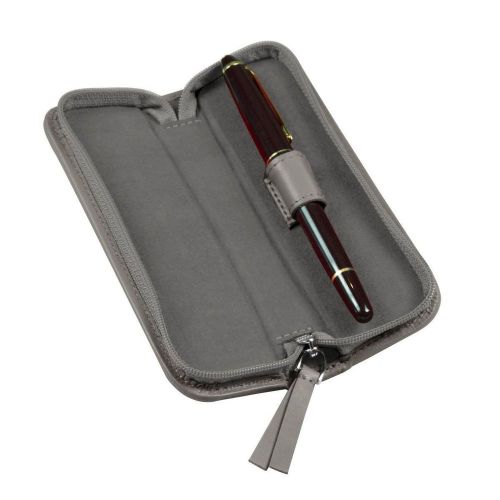 LUCRIN - Single-pen zip-up case - Smooth Cow Leather - Dark grey