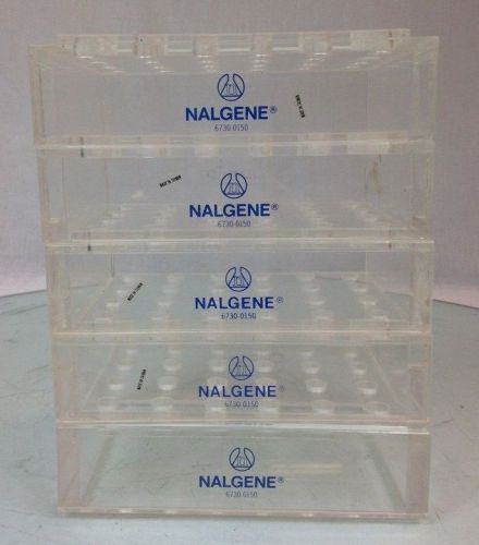 Lot of 5 Nalgene 6730-0150 Acrylic Beta Radiation Shielding Tube Rack
