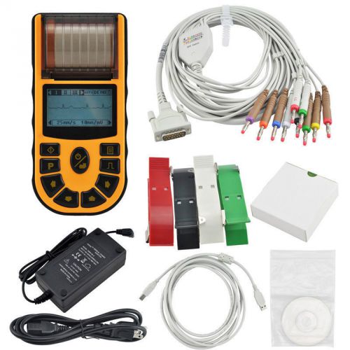 US Seller!Hot Handheld ECG/EKG machine 12-Leads Single-Ch+Software+Printer&amp;Paper