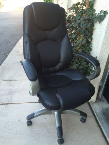 Executive Office Chair - Leather, Fabric &amp; Chrome Metal - NICE!  PICK UP ONLY!