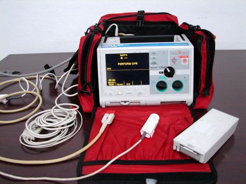 Zoll m series 12 lead biphasic spo2 aed pacing ecg printer battery and cary case for sale