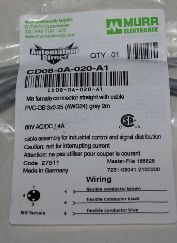 MURR ELEKTRONIK  female connector cable # CD08-0G-020-A19 (lot of 11) (NEW)