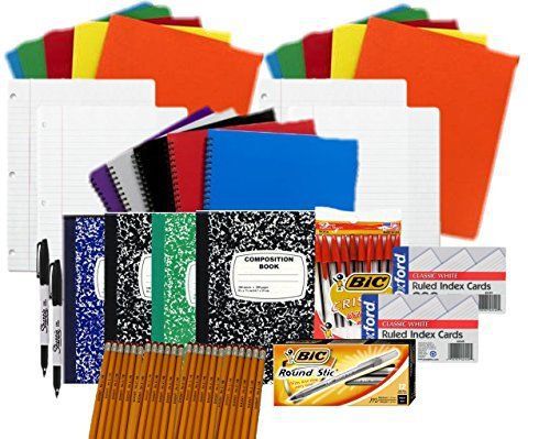 High School College Back to School Pens, Pencils, Paper Supply Bundle Box