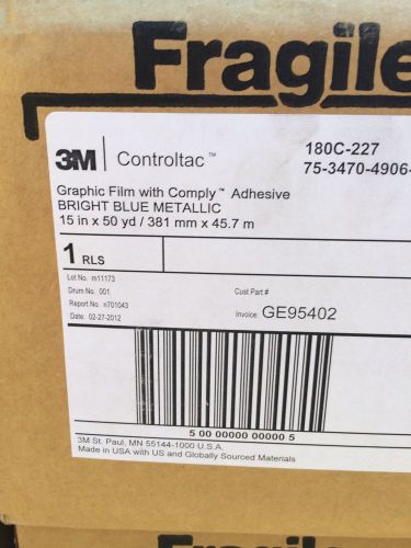 3M CONTROLTAC GRAPHIC FILM WITH COMPLY ADHESIVE - BRIGHT BLUE METALLIC - **NEW**