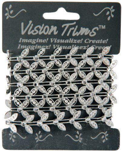 Vision Trims Geinuine Rhinestone Trim Leaf 36-Silver 093298