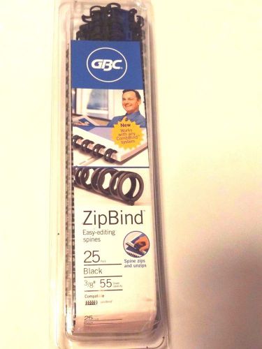 Zip Bind GBCCombBind Spines 25 pk 3/8&#034; 55 sheet Black