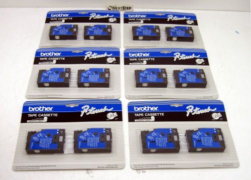 (6) Brother P-Touch (TC-10) Black/Clear Tape Cassette Laminated Labels (2-Pack)