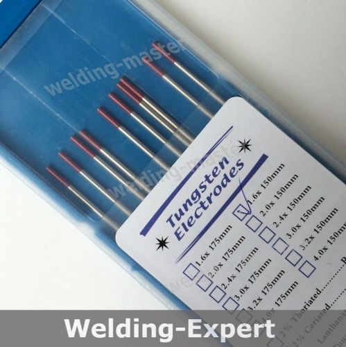 Red Tip 2% Thoriated  Tungsten Electrode WT20 1.6mmX150mm for TIG Welding 10PK
