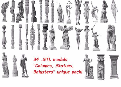 3d  STL pack 34 models of Column for CNC Router Engraver Machine Relief Artcam