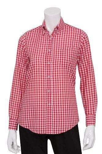 Chef Works W500 Women&#039;s Oxford Shirt, Large, Red
