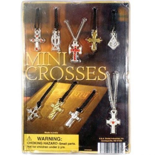 (DISPLAY) for 1&#034; MINI CROSS NECKLACES SILVER GOLD ASSORTED STYLES JEWELRY
