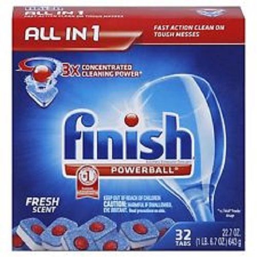 (2 PACK/ 64 Total Tabs) Finish Powerball Dishwasher Detergent Tabs, Fresh Scent
