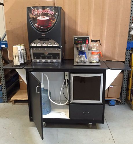 4ft Catering Cart + 2x1ft Shelves + Fridge + Coffee Brewer + Cappuccino Machine