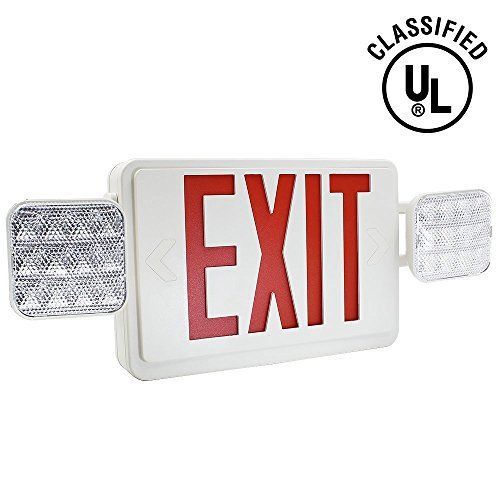 TORCHSTAR ALL LED Dual/Single Face Combo EXIT Sign and Emergency Light - Red w/