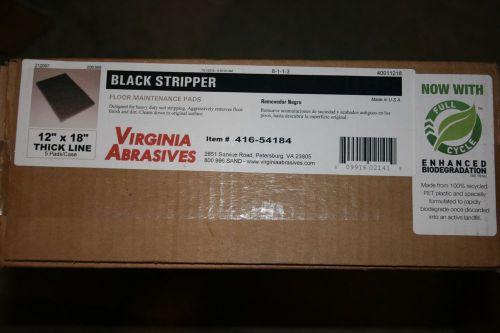Virginia Abrasives 12&#034; x 18&#034; Thick Line Floor Stripper Pads (5 pack) Black