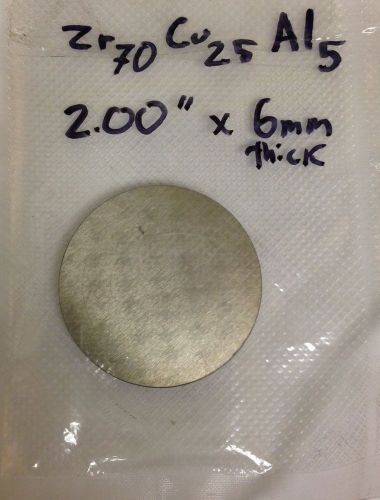 Zirconium Copper Aluminum Sputtering Target, 2&#034; x 6mm, by ACI Alloys