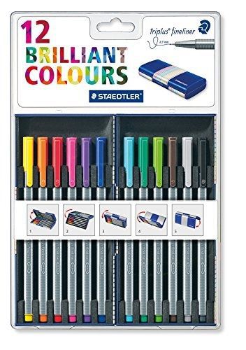 Staedtler Back-to-School 12 Brilliant Multi Colors Triplus 0.3mm Fineliner Pens