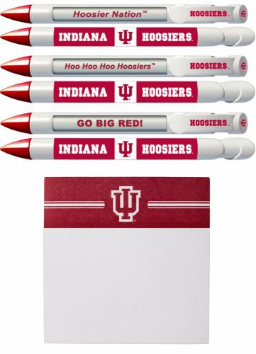 NCAA Indiana Hoosiers Braggin Rights Message Pen 6 pk Set with Stick Me Notepad