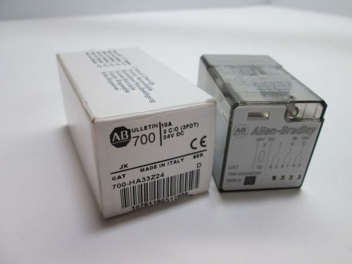 New In Box Allen Bradley 700-HA33Z24 Relay, 3PDT Rated at 10A 250VAC, 24VDC Coil
