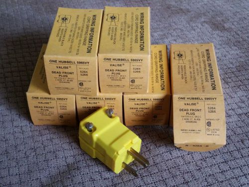HUBBELL 5965VY NEW 15A 125V VALISE STRAIGHT BLADE PLUGS LOT OF SIX (6) 5965VY