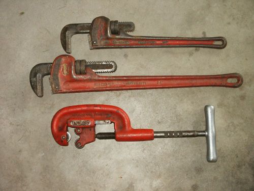 Ridgid PIPE CUTTER NO. 1 - 2 &amp; (2) Pipe Wrenches 24&#034; and 18&#034;