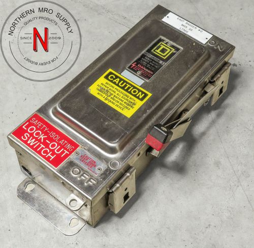 Square d hu361ds stainless disconnect switch, non-fusible, 600v 30a 3p nema12 for sale