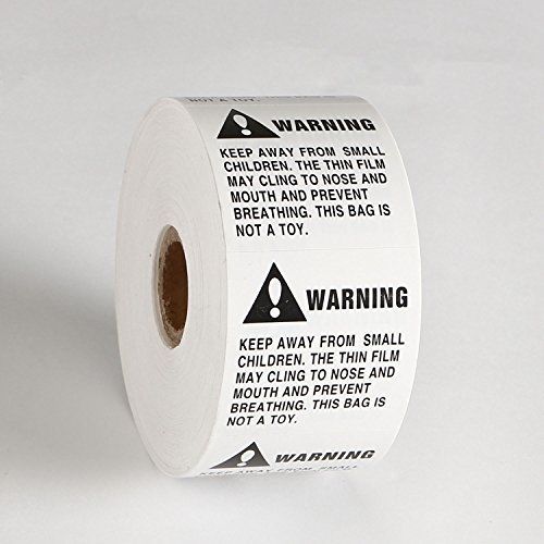 Commoditier - Suffocation Warning Labels, 2&#034;H x 2&#034;W Peel and Stick FBA Approved