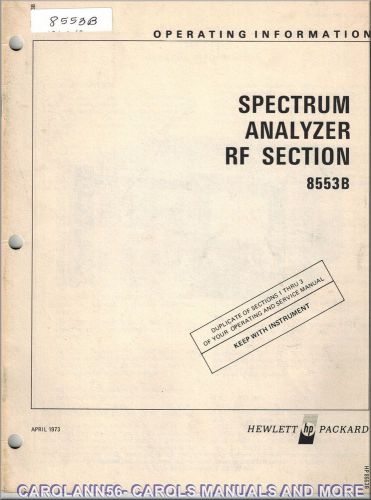 HP Manual 8553B SPECTRUM ANALYZER RF SECTION