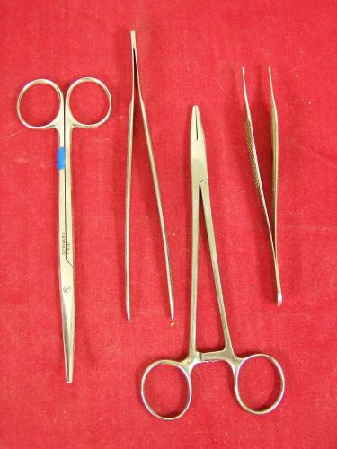 Lot of 4 pieces tweezers scissors hemostats signet storz med gerhard vintage set for sale