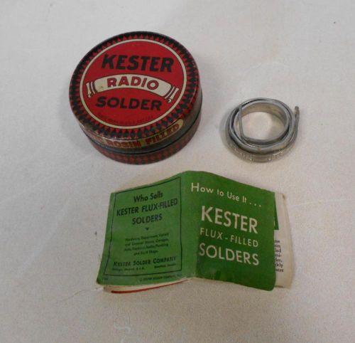 Kester Radio Solder Plastic Rosin Filled Vintage Tin w/Instructions Unused