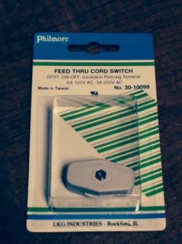 Feed Thru Cord Switch - SPST on-off - Philmore 30-10098 - NEW
