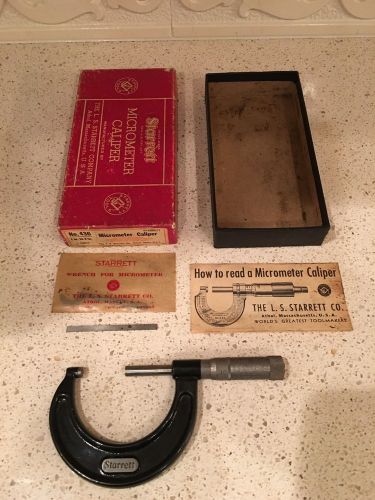 Vintage Starrett 436 Micrometer Caliper 1” to 2” / Original Box