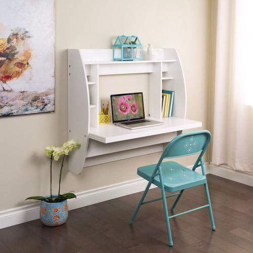 High Quality White Floating Desk with Storage