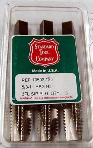 3 Pcs. Standard Tool 5/8-11 GH3 3 FLT Ground Thread Spiral Pointed Plug Taps