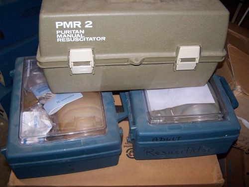 2 Laerdal Silicon Resuscitator Kits ~ Adult Size CPR + Puritan Bennett PMR-2