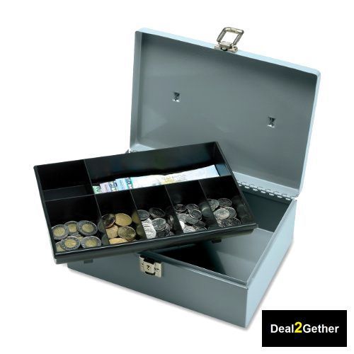 Cash Box 7-Compartment Removable Tray With Latchkey Lock/2 Keys Valuable Storage
