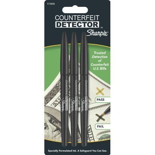 New Sharpie Counterfeit Detector Marker 3 Pack - Magnetic Ink - Black SAN1778830