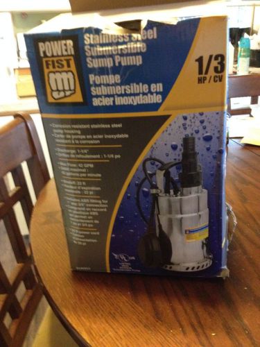 POWER FIST 1/3 HP Submersible Sump Pump, Stainless Steel