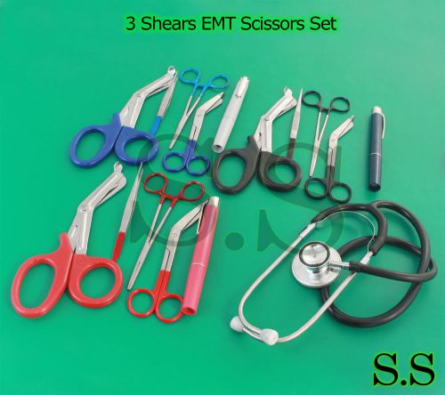 3 Set Colormed Holster EMS EMT Diagnostic Surgical Inst