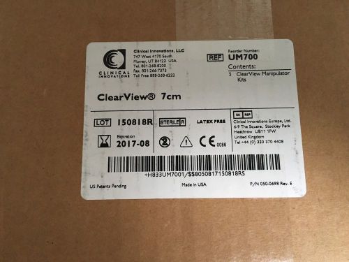 ClearView UM 700 Uterine Manipulator - 7cm Tip Full Box of 5 - Sealed