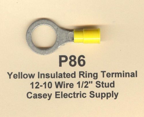 50 Yellow Insulated RING Terminal Connectors #12-10 Wire AWG 1/2&#034; Stud MOLEX