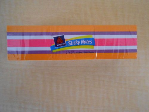 3 X200  Avery Cube Sticky Notes 2 x 2 Inches 1200 SHEETS Assorted Colors