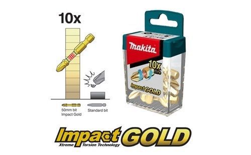 Makita B-39540 Impact Gold PZ2 50mm Screwdriver Bit Set (1pack=10pcs)
